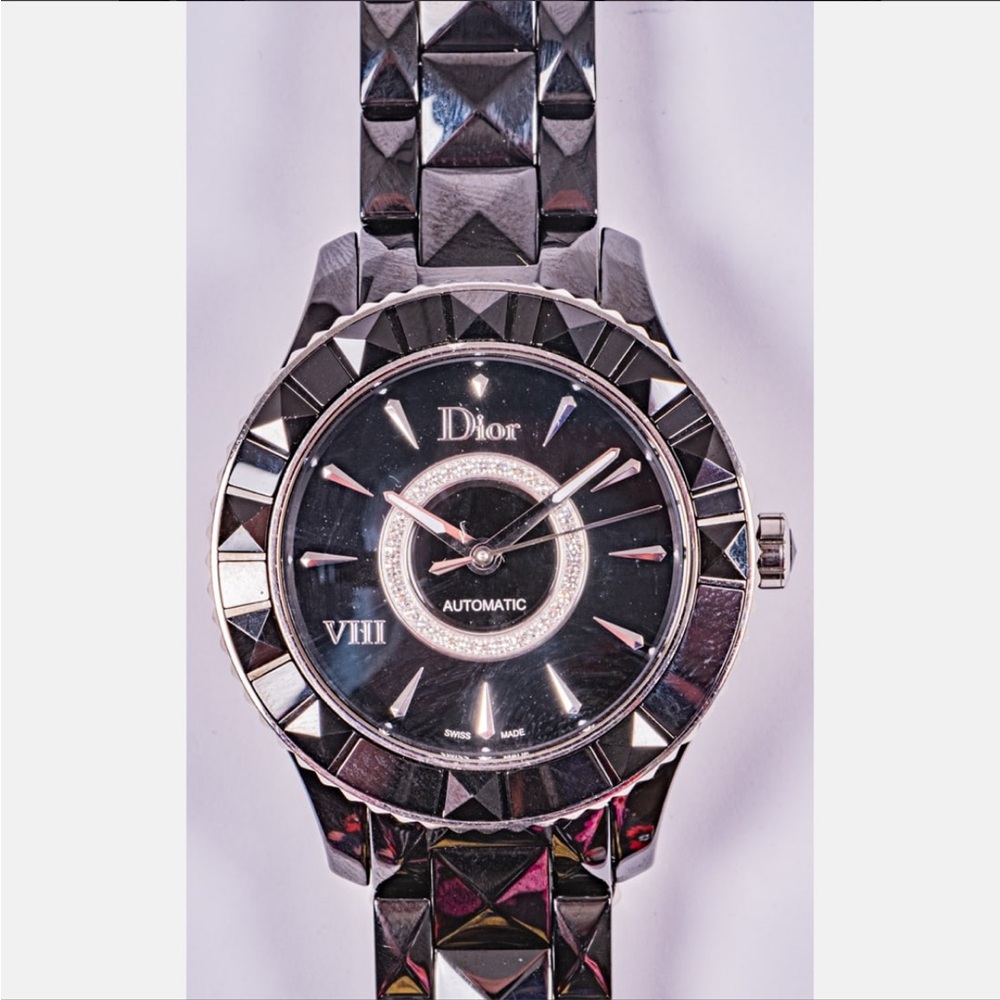 Christian Dior VIII Place Vendome Ceramic Stainless Steel and Diamond Watch.